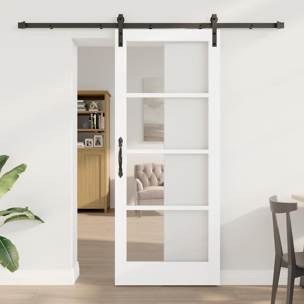 Skydedør ORKDAL Hvid 83 x 202 cm Massivt fyrretræ og glas