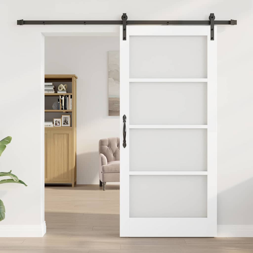 Skydedør ORKDAL Hvid 93 x 202 cm Massivt fyrretræ og glas