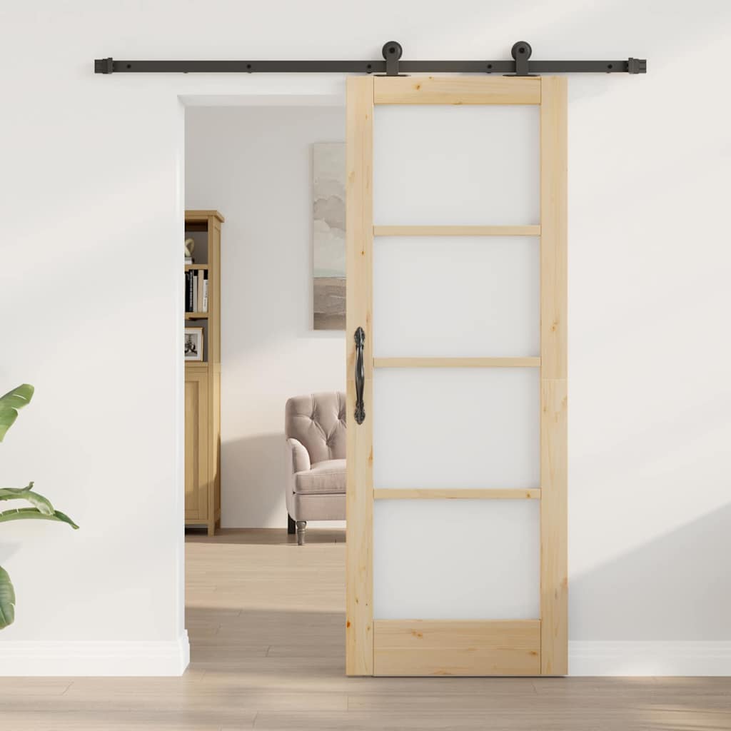 Skydedør ORKDAL 73,5 x 198,5 cm Massivt fyrretræ og glas