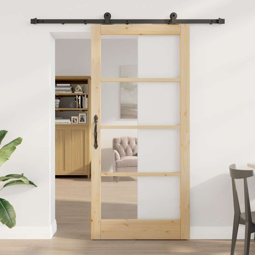 Skydedør ORKDAL 93 x 202 cm Massivt fyrretræ og glas
