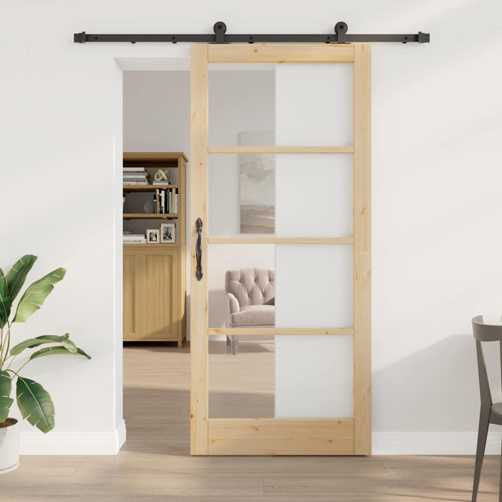 Skydedør ORKDAL 93 x 211 cm Massivt fyrretræ og glas