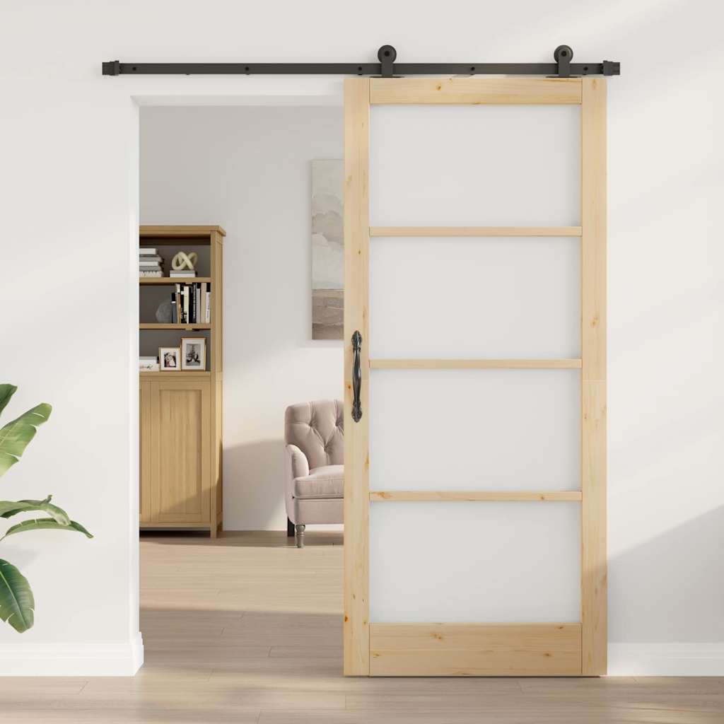 Skydedør ORKDAL 93 x 211 cm Massivt fyrretræ og glas