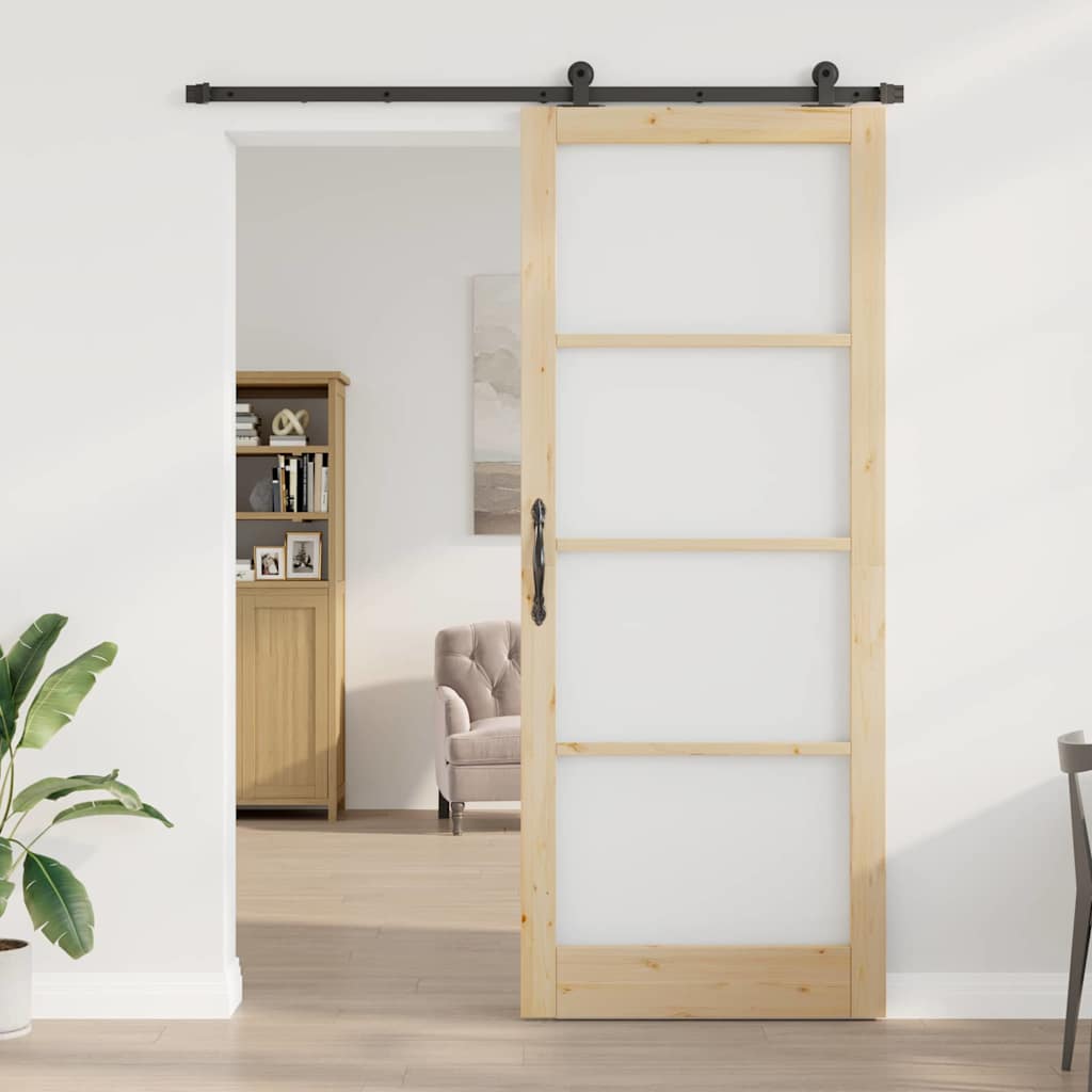 Skydedør ORKDAL 93 x 232 cm Massivt fyrretræ og glas
