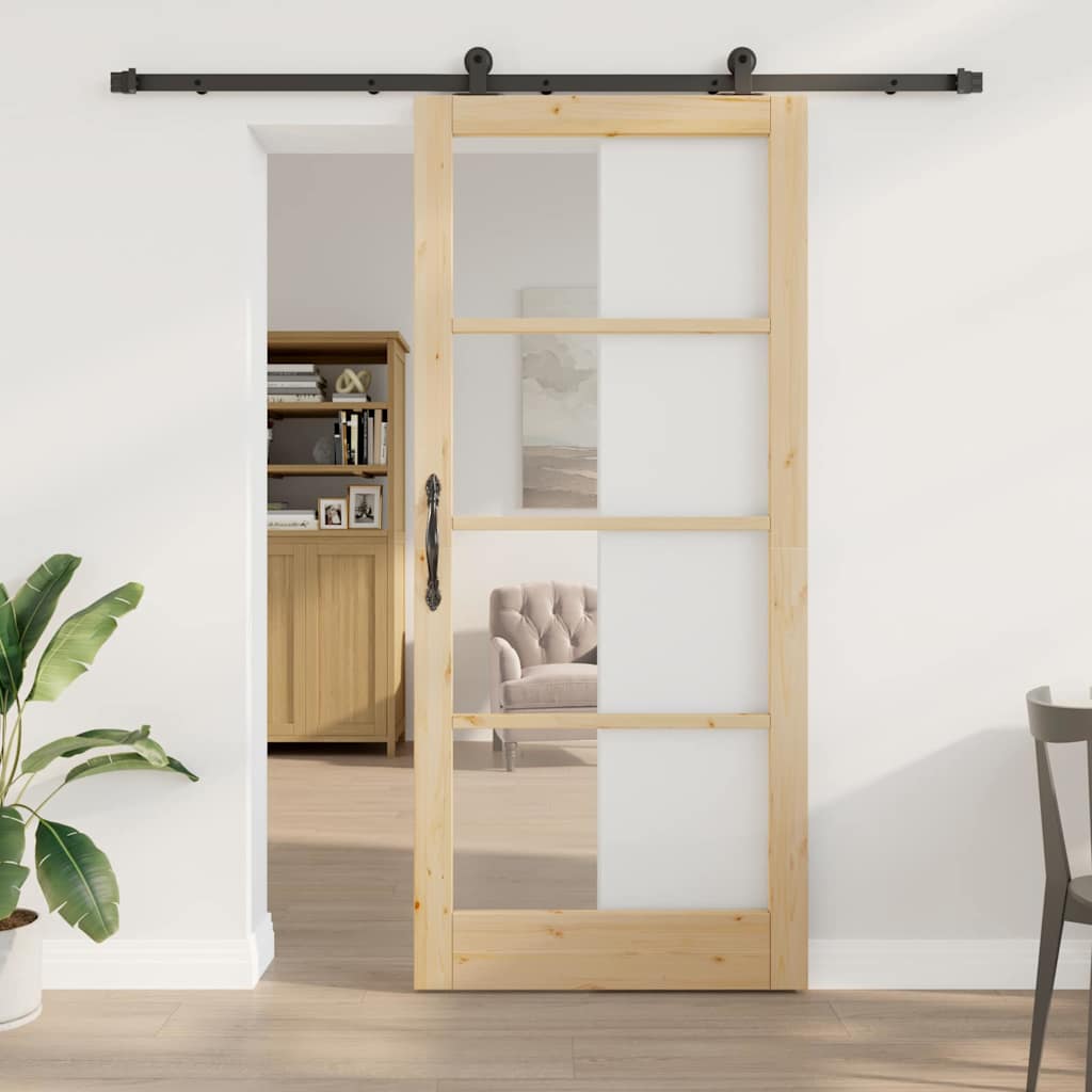 Skydedør ORKDAL 93 x 211 cm Massivt fyrretræ og glas
