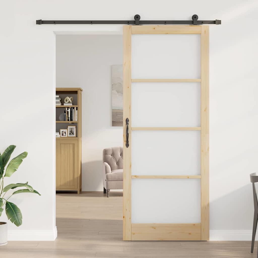 Skydedør ORKDAL 93 x 232 cm Massivt fyrretræ og glas