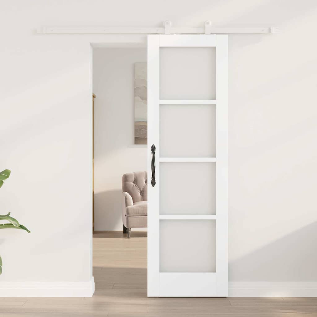 Skydedør ORKDAL 61 x 198,5 cm Massivt fyrretræ og glas Hvid