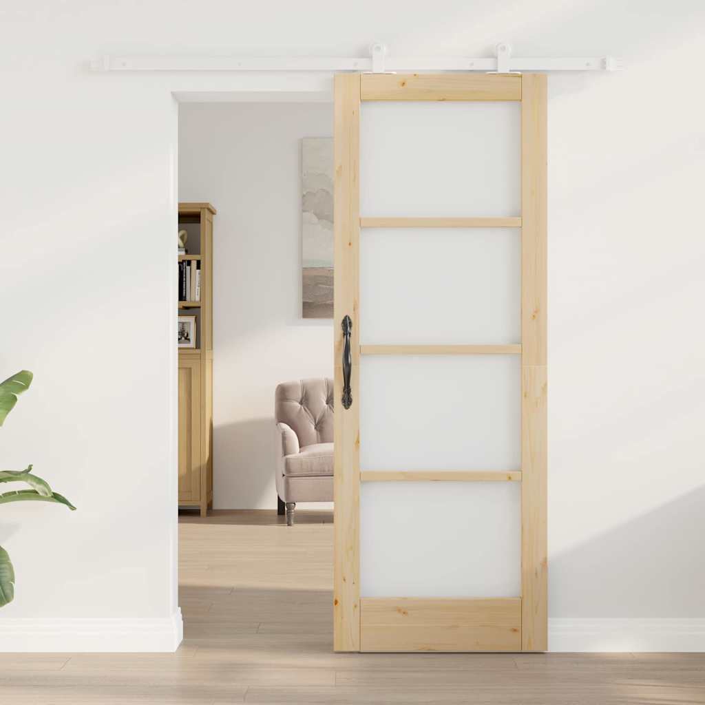 Skydedør ORKDAL 73,5 x 198,5 cm Massivt fyrretræ og glas