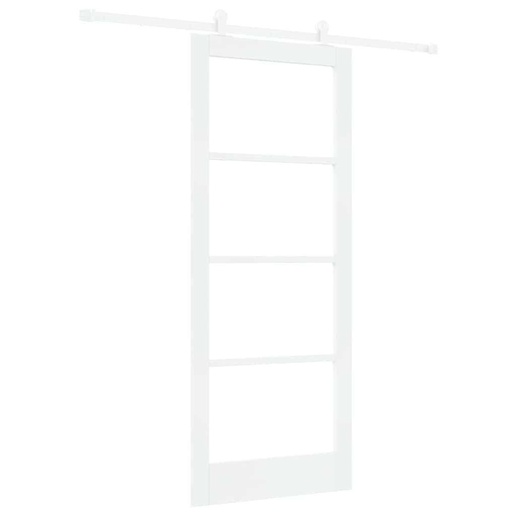 Skydedør ORKDAL 83 x 202 cm Massivt fyrretræ og glas Hvid