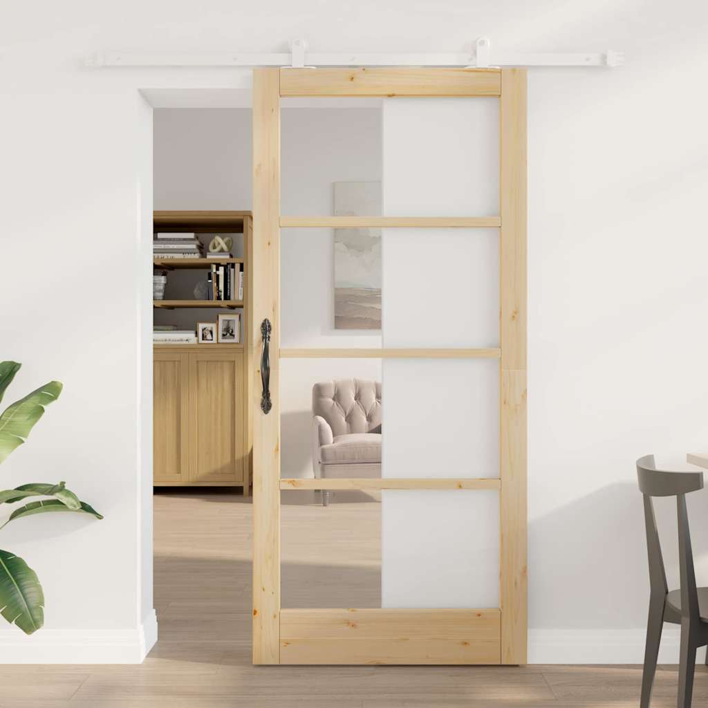 Skydedør ORKDAL 93 x 202 cm Massivt fyrretræ og glas