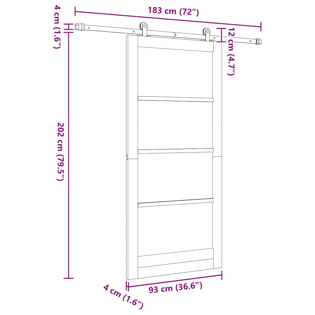 Skydedør ORKDAL 93 x 202 cm Massivt fyrretræ og glas