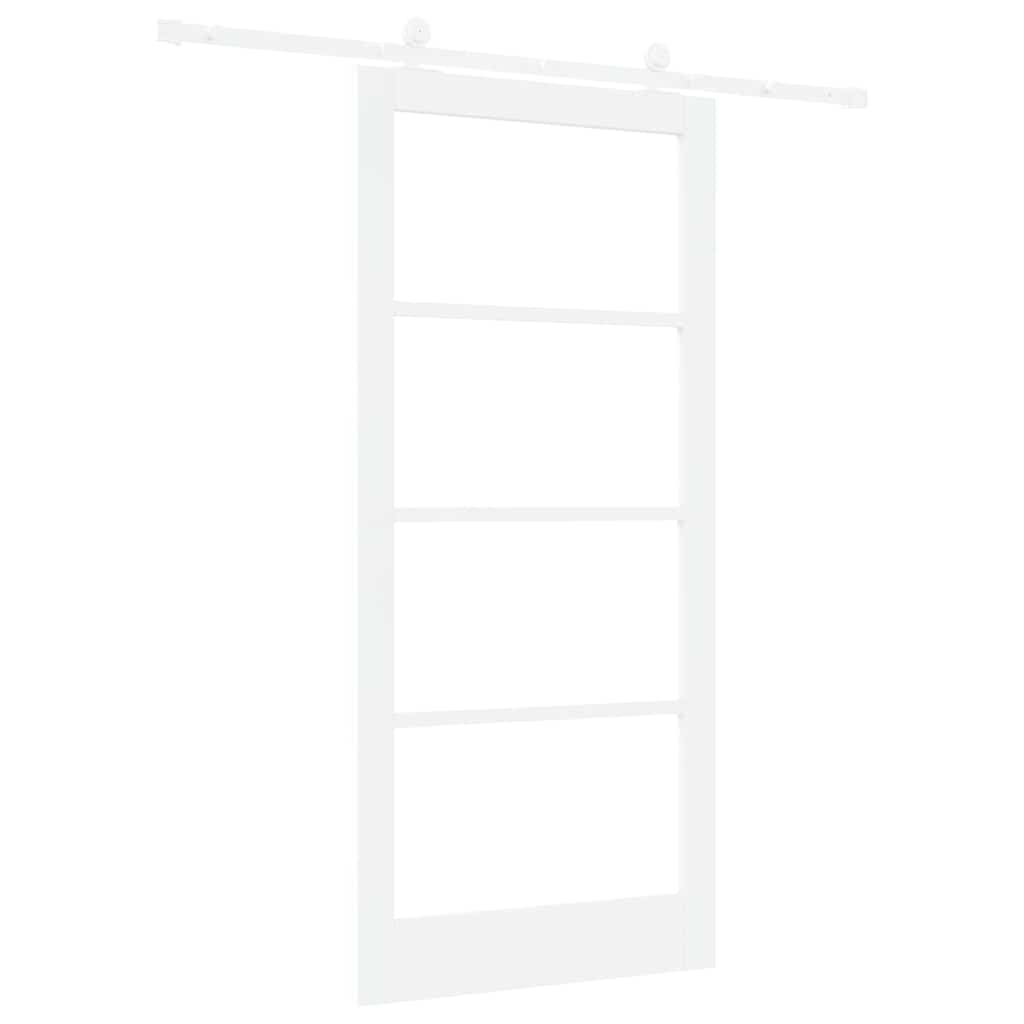 Skydedør ORKDAL 93 x 202 cm Massivt fyrretræ og glas Hvid