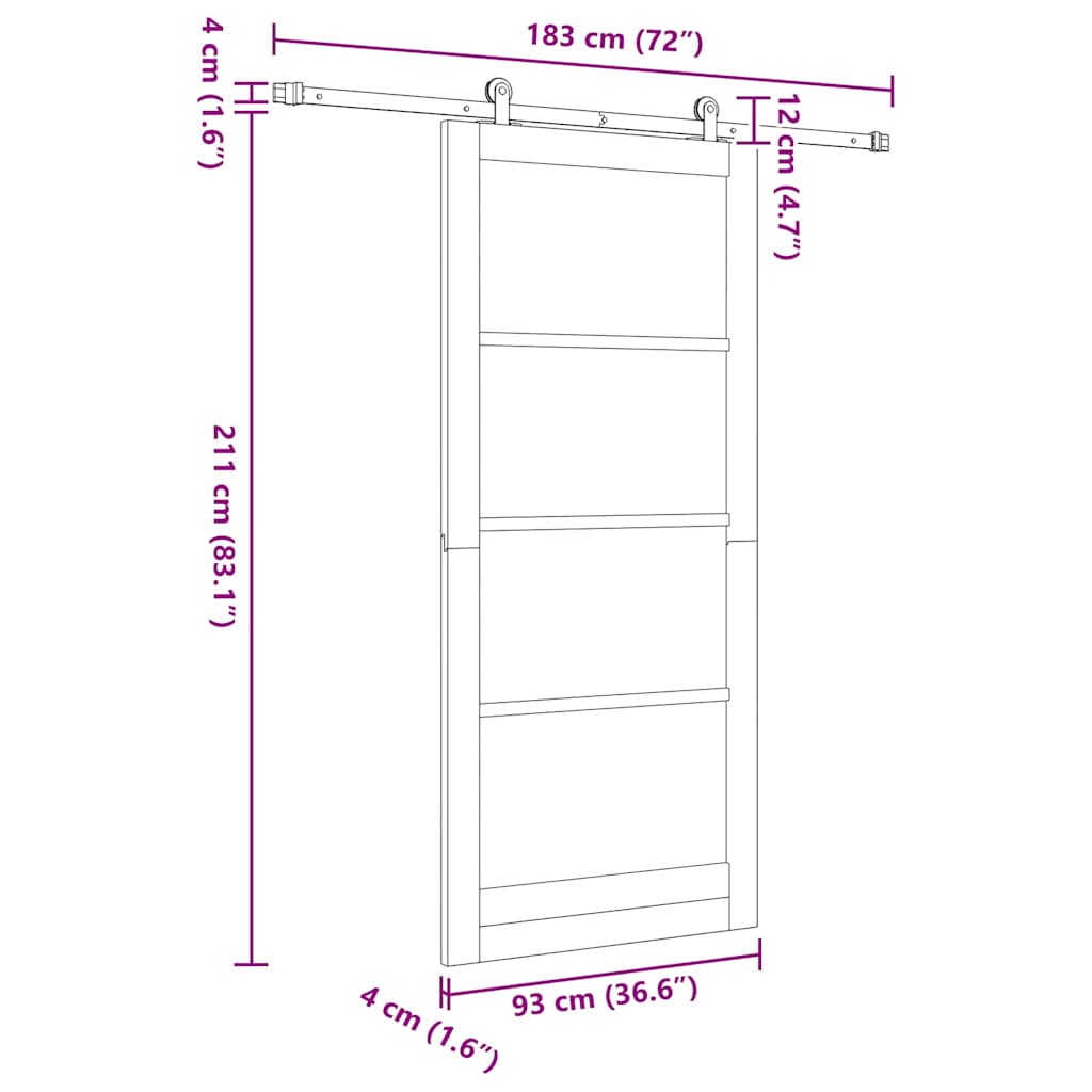 Skydedør ORKDAL 93 x 211 cm Massivt fyrretræ og glas Hvid