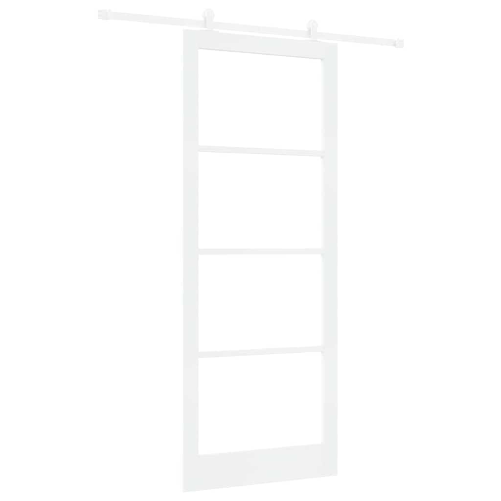 Skydedør ORKDAL 93 x 232 cm Massivt fyrretræ og glas Hvid