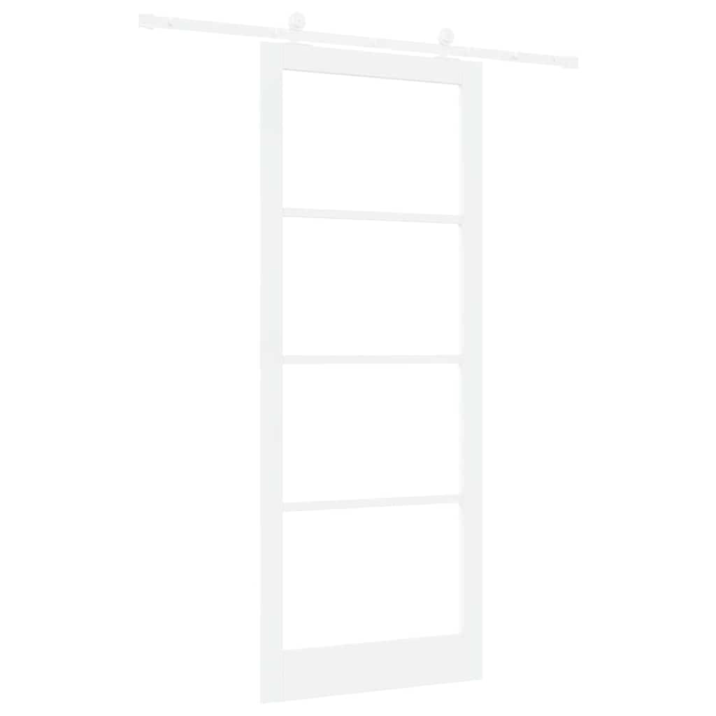 Skydedør ORKDAL 93 x 232 cm Massivt fyrretræ og glas Hvid