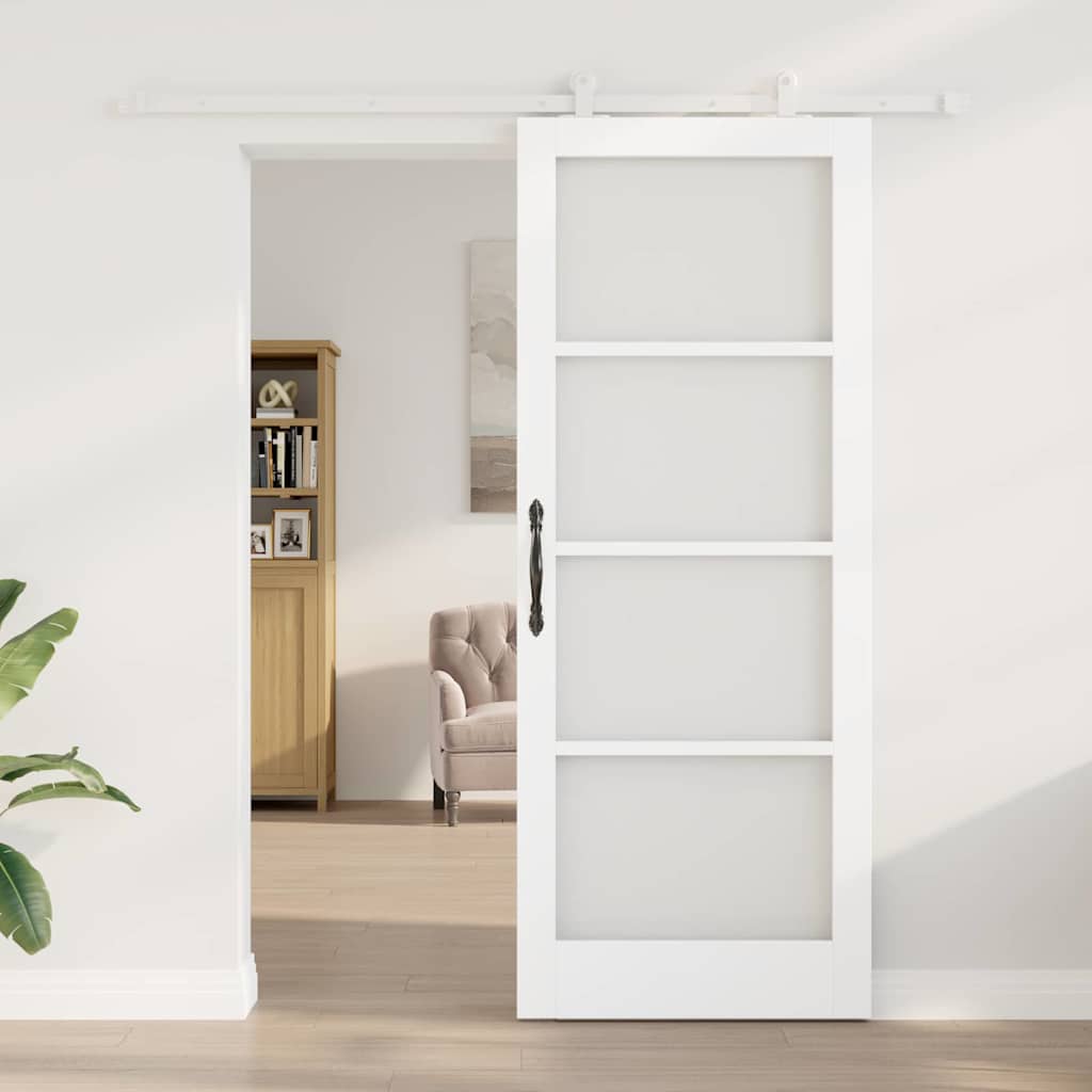 Skydedør ORKDAL 83 x 211 cm Massivt fyrretræ og glas Hvid