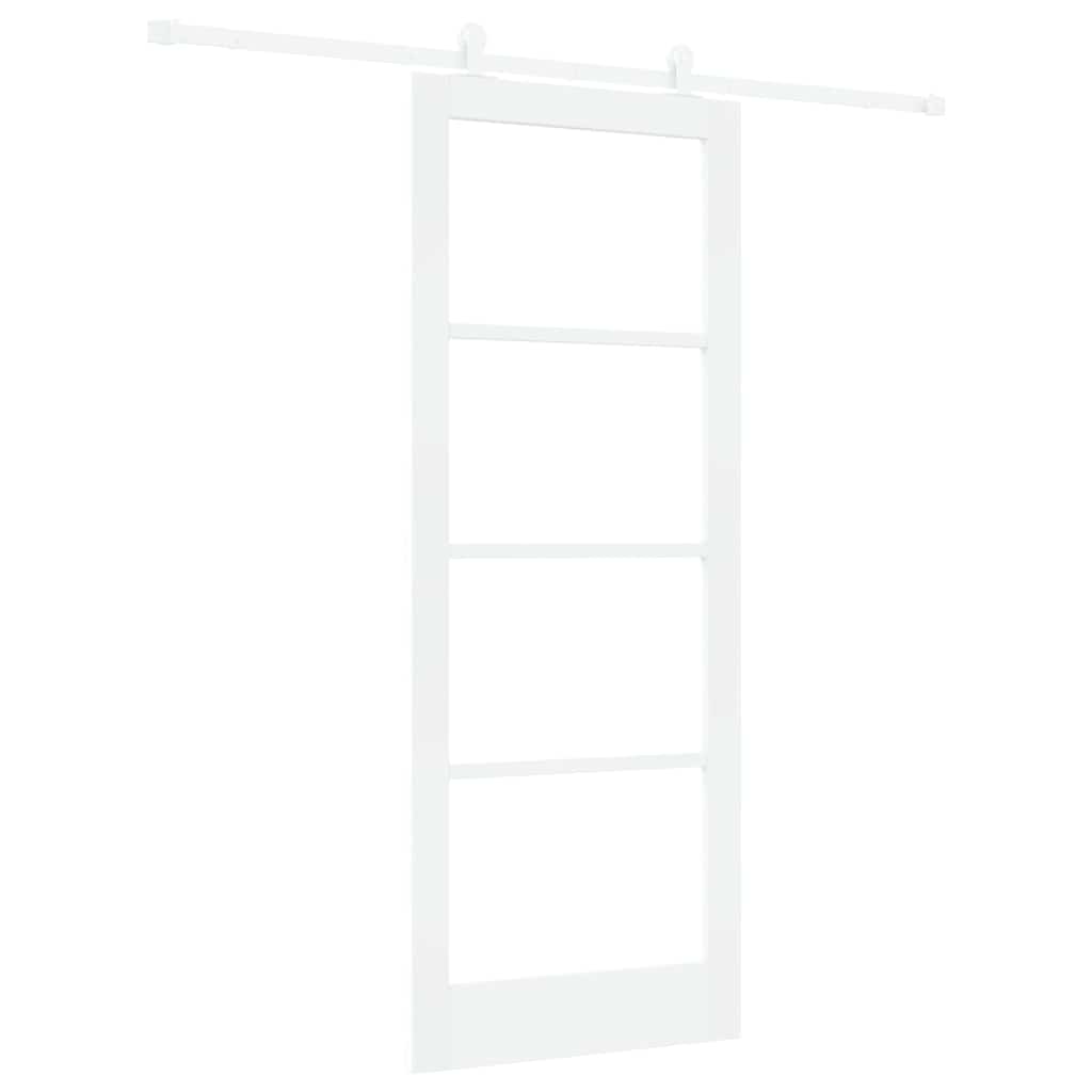 Skydedør ORKDAL 83 x 211 cm Massivt fyrretræ og glas Hvid