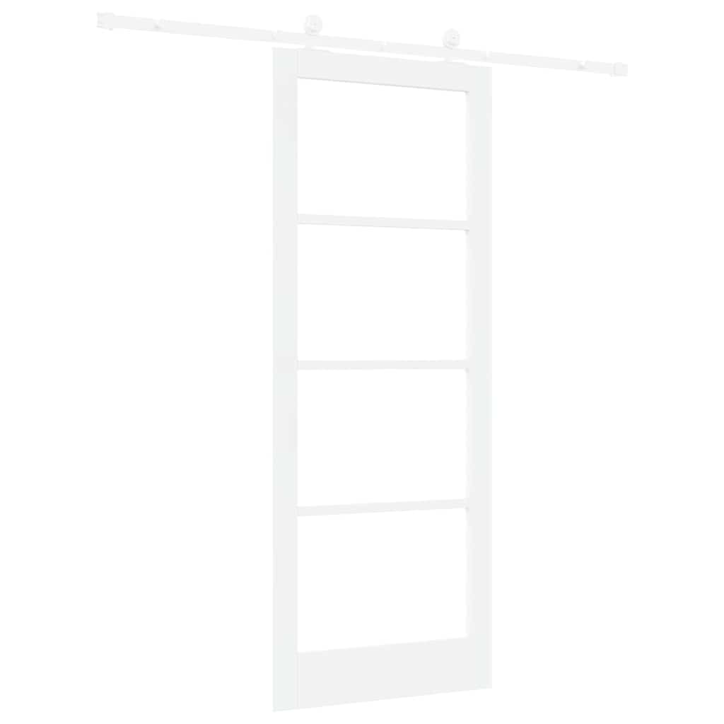 Skydedør ORKDAL 83 x 211 cm Massivt fyrretræ og glas Hvid