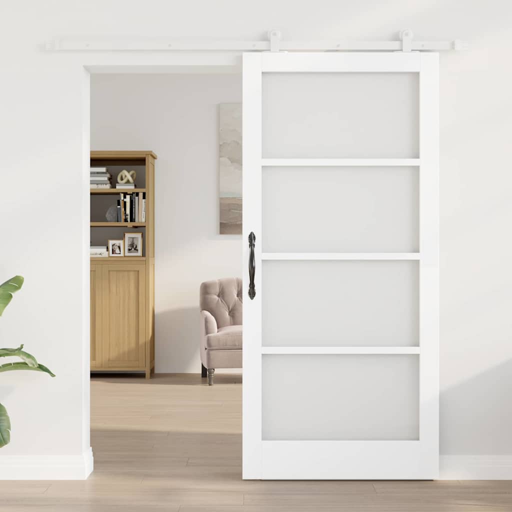 Skydedør ORKDAL 93 x 202 cm Massivt fyrretræ og glas Hvid