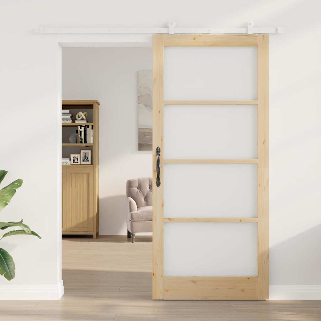 Skydedør ORKDAL 93 x 211 cm Massivt fyrretræ og glas