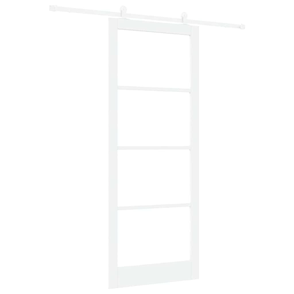 Skydedør ORKDAL 93 x 232 cm Massivt fyrretræ og glas Hvid