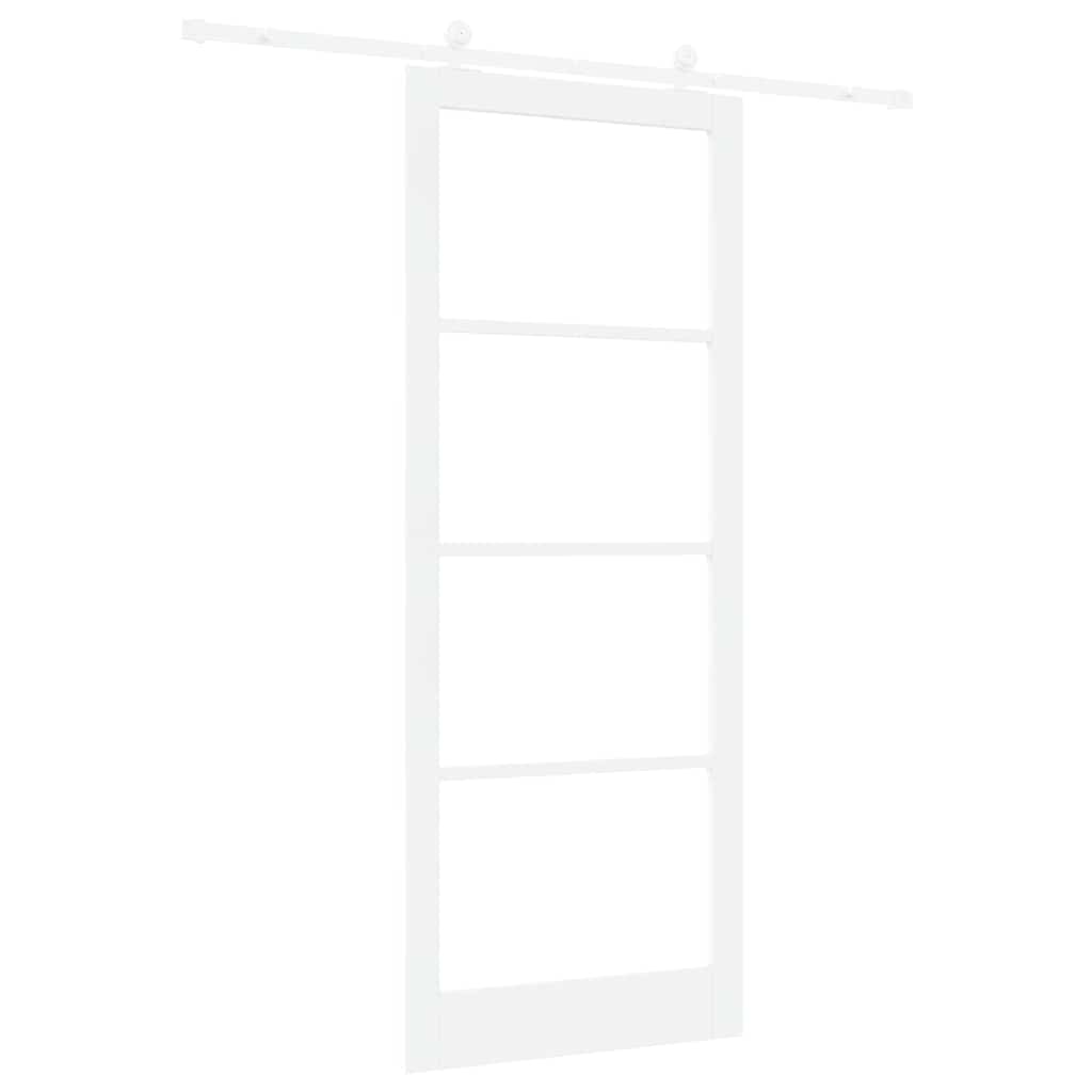Skydedør ORKDAL 93 x 232 cm Massivt fyrretræ og glas Hvid