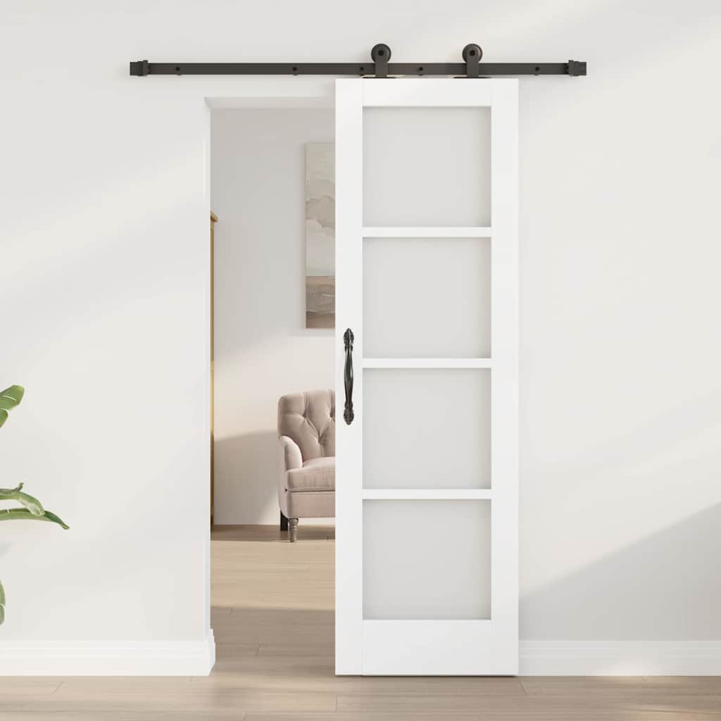 Skydedør ORKDAL Hvid 61 x 198,5 cm Massivt fyrretræ og glas