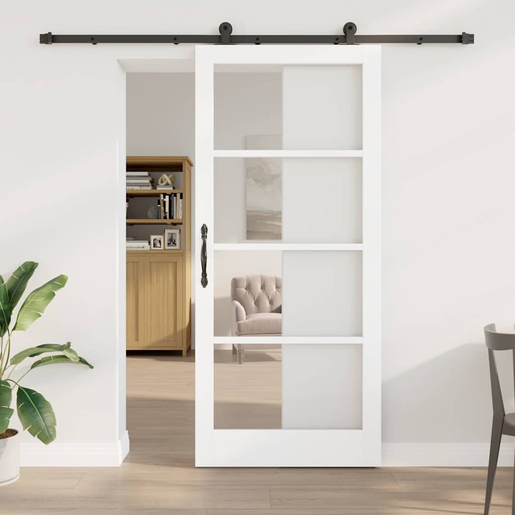 Skydedør ORKDAL Hvid 93 x 211 cm Massivt fyrretræ og glas