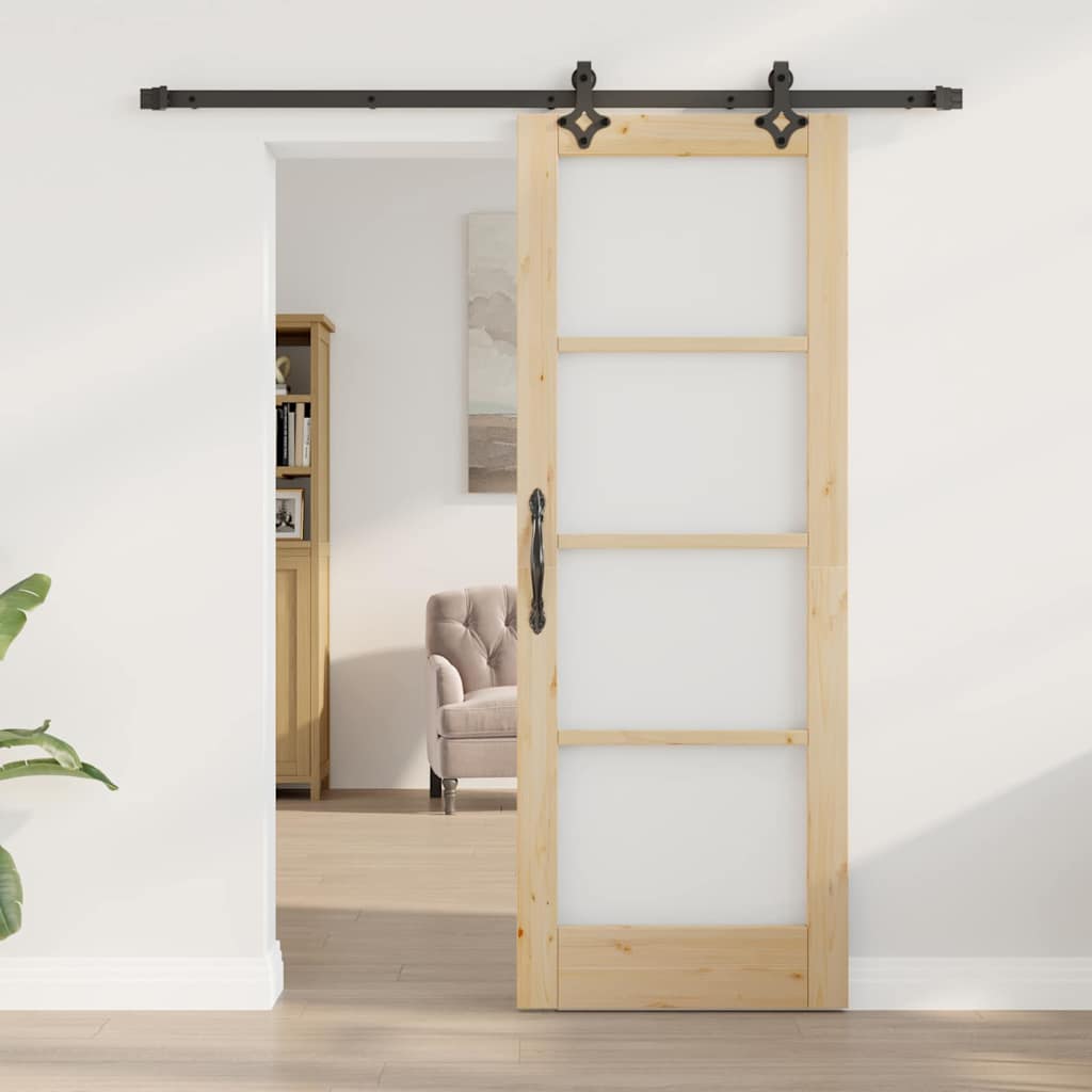 Skydedør ORKDAL 73,5 x 198,5 cm Massivt fyrretræ og glas