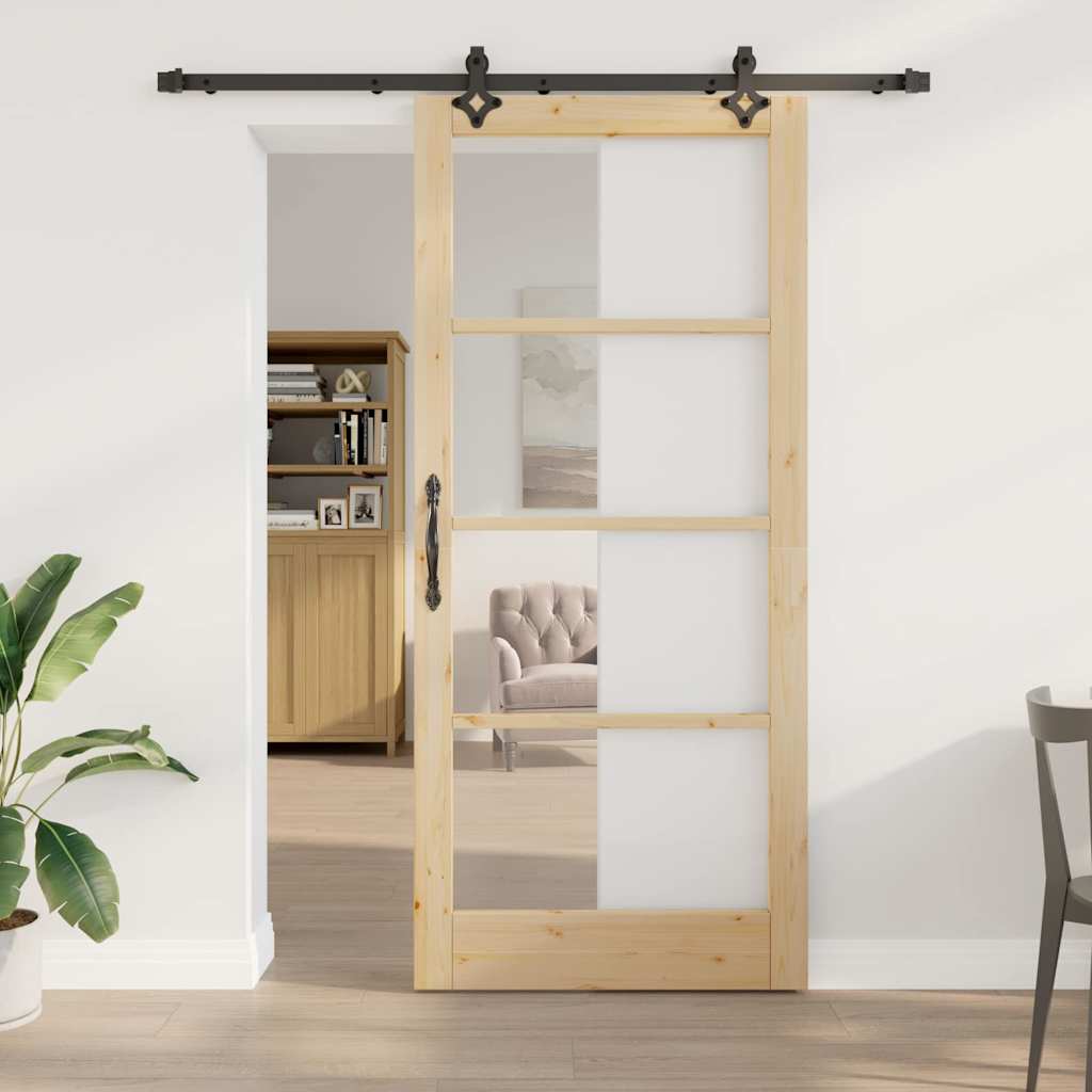 Skydedør ORKDAL 93 x 211 cm Massivt fyrretræ og glas
