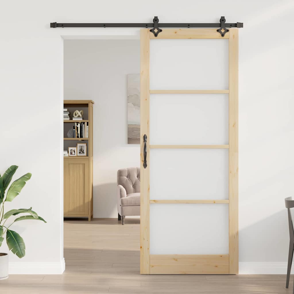 Skydedør ORKDAL 93 x 232 cm Massivt fyrretræ og glas