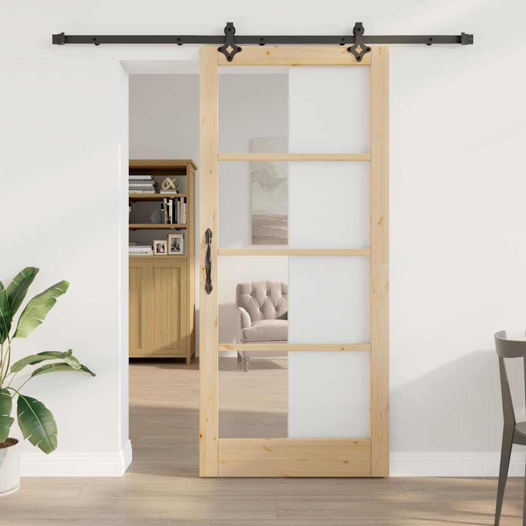 Skydedør ORKDAL 93 x 211 cm Massivt fyrretræ og glas
