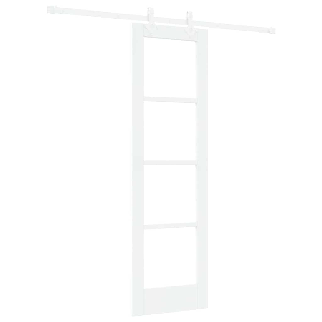 Skydedør 61 x 198,5 cm Massivt fyrretræ og glas Hvid