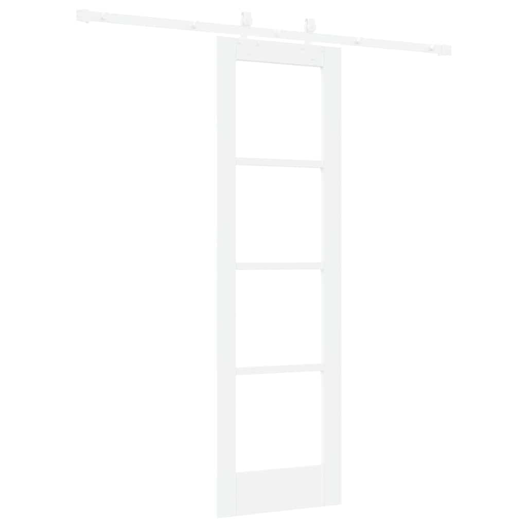 Skydedør 61 x 198,5 cm Massivt fyrretræ og glas Hvid