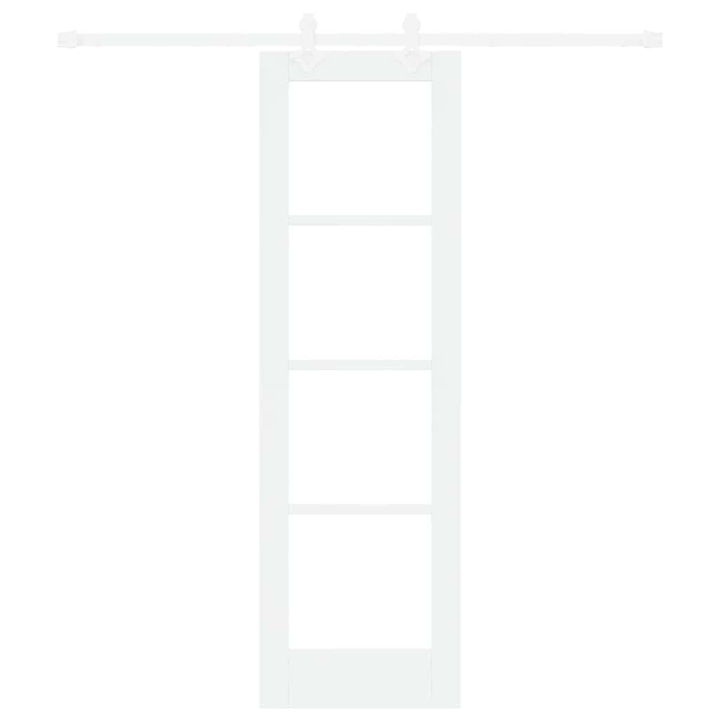 Skydedør 61 x 198,5 cm Massivt fyrretræ og glas Hvid