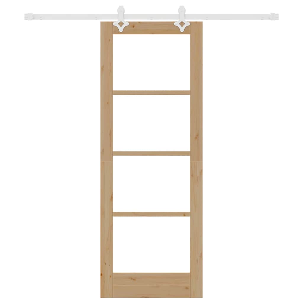 Skydedør 73,5 x 198,5 cm Massivt fyrretræ og glas Naturfarvet