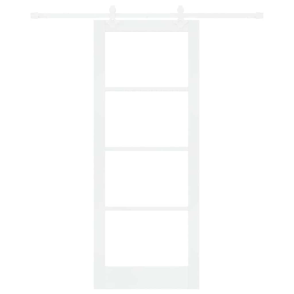 Skydedør 83 x 211 cm Massivt fyrretræ og glas Hvid