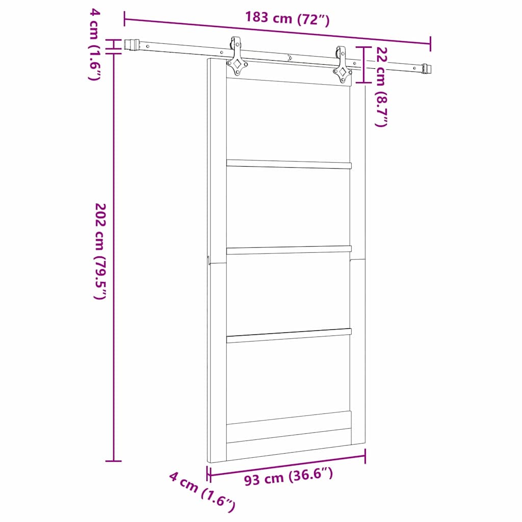 Skydedør 93 x 202 cm Massivt fyrretræ og glas Naturfarvet