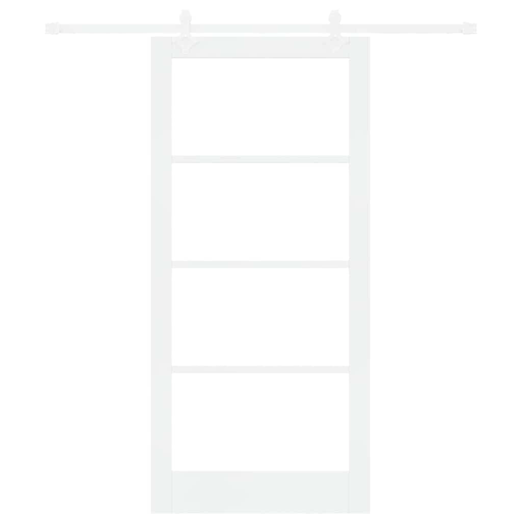 Skydedør 93 x 202 cm Massivt fyrretræ og glas Hvid