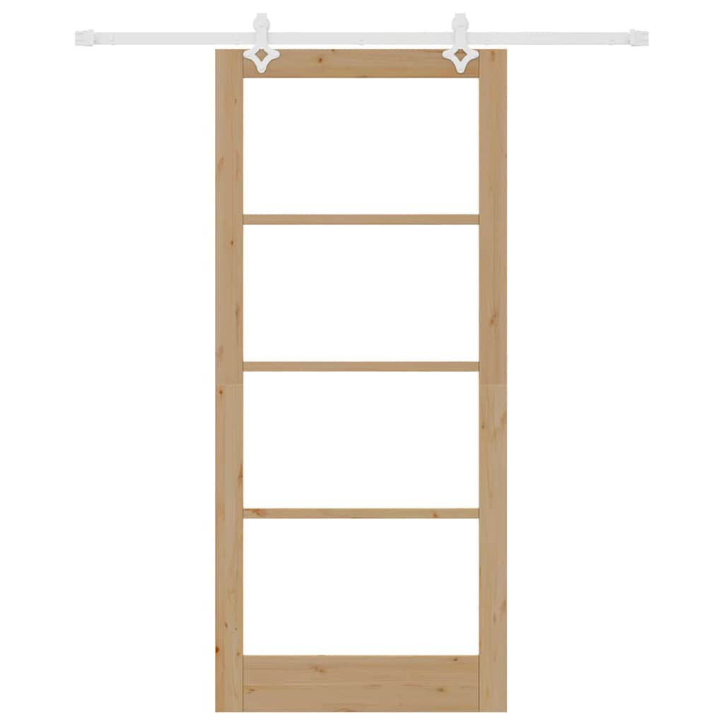 Skydedør 93 x 211 cm Massivt fyrretræ og glas Naturfarvet