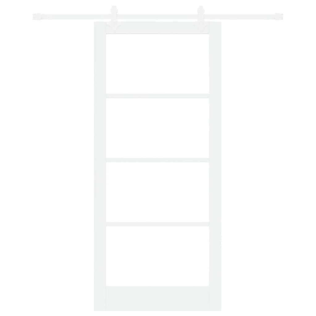 Skydedør 93 x 211 cm Massivt fyrretræ og glas Hvid