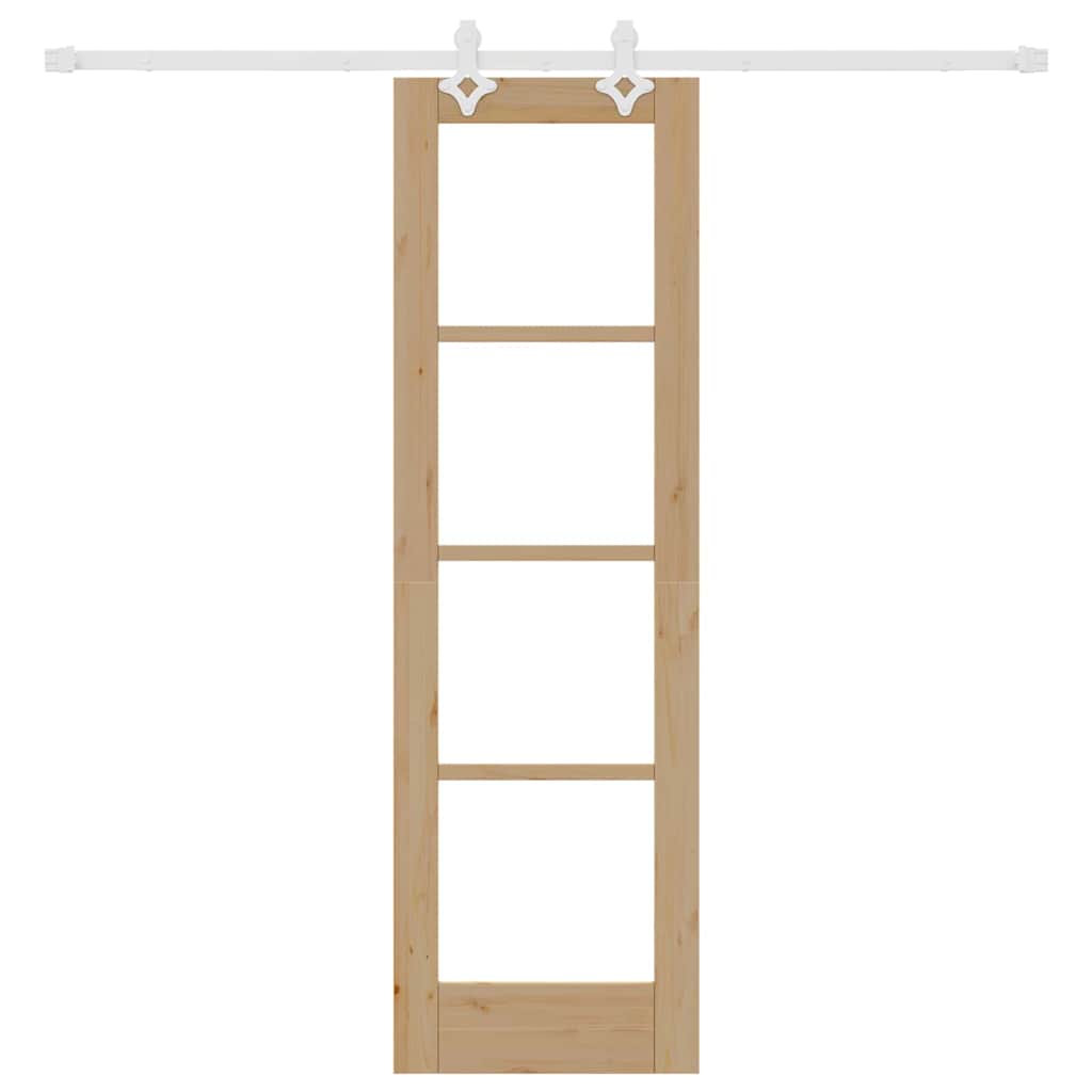 Skydedør 61 x 198,5 cm Massivt fyrretræ og glas Naturfarvet