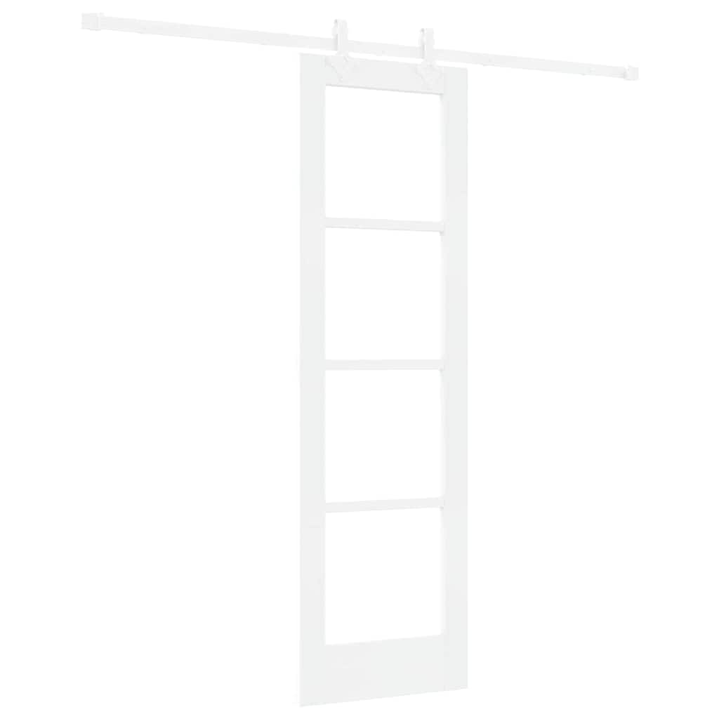 Skydedør 61 x 198,5 cm Massivt fyrretræ og glas Hvid