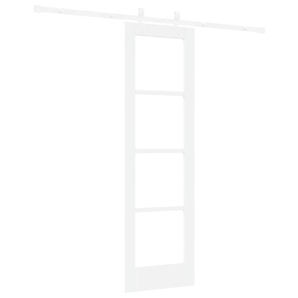 Skydedør 61 x 198,5 cm Massivt fyrretræ og glas Hvid