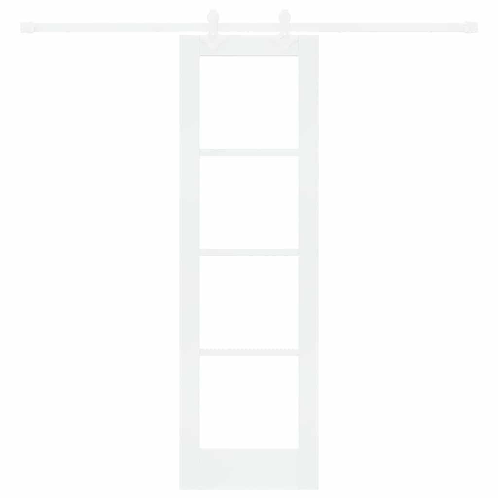Skydedør 61 x 198,5 cm Massivt fyrretræ og glas Hvid