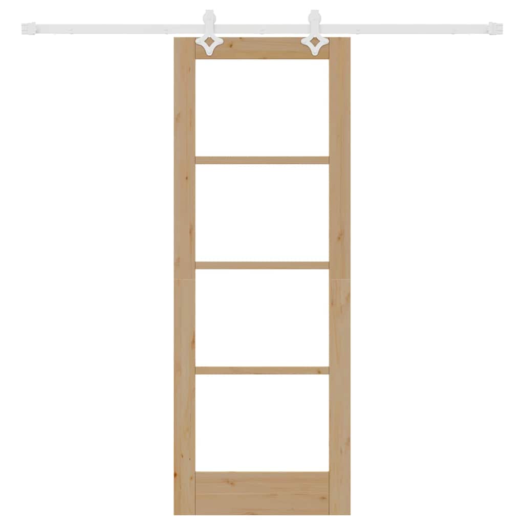 Skydedør 73,5 x 198,5 cm Massivt fyrretræ og glas Naturfarvet