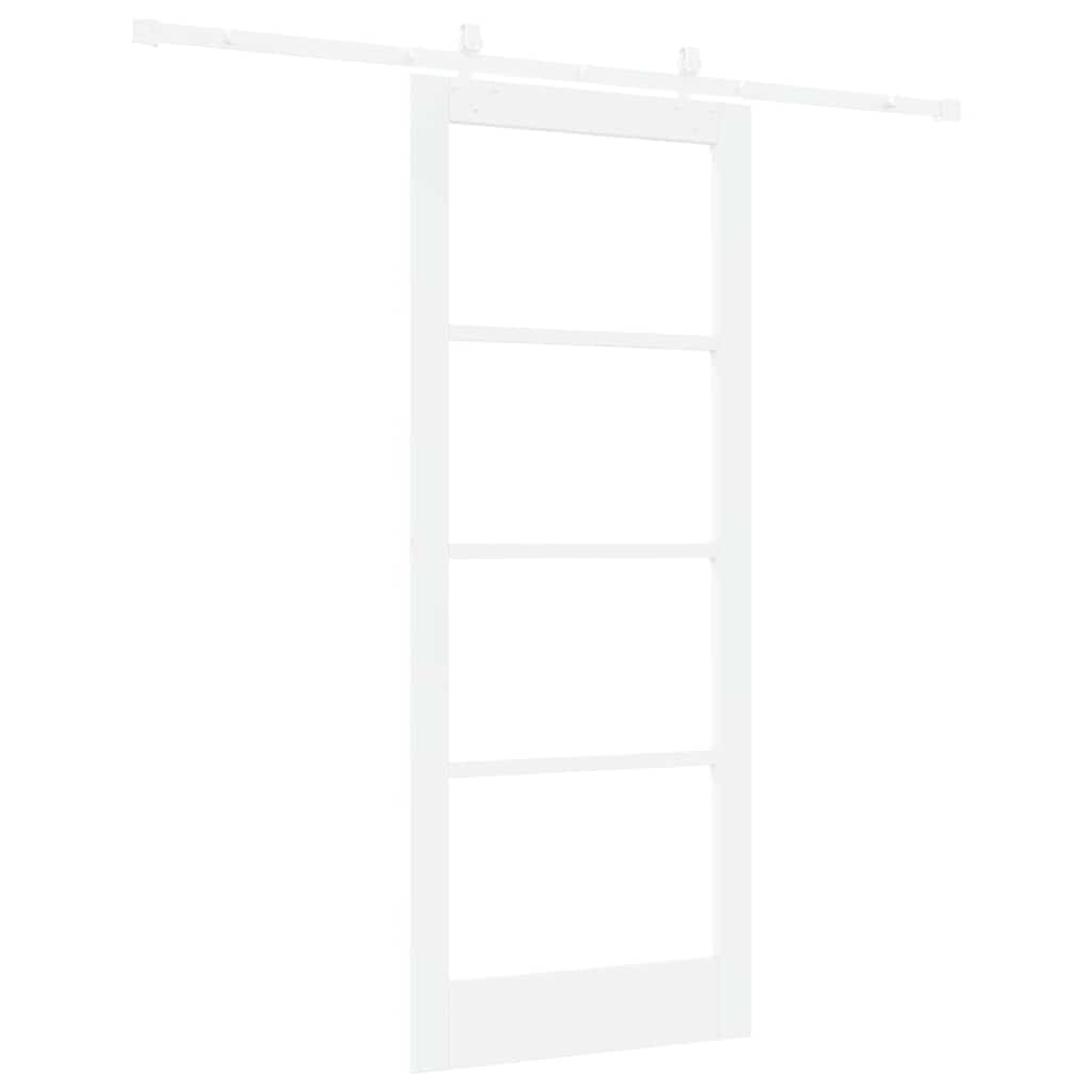 Skydedør 83 x 202 cm Massivt fyrretræ og glas Hvid