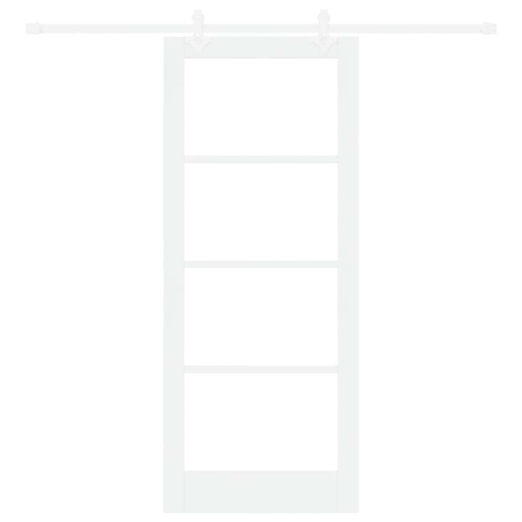 Skydedør 83 x 202 cm Massivt fyrretræ og glas Hvid
