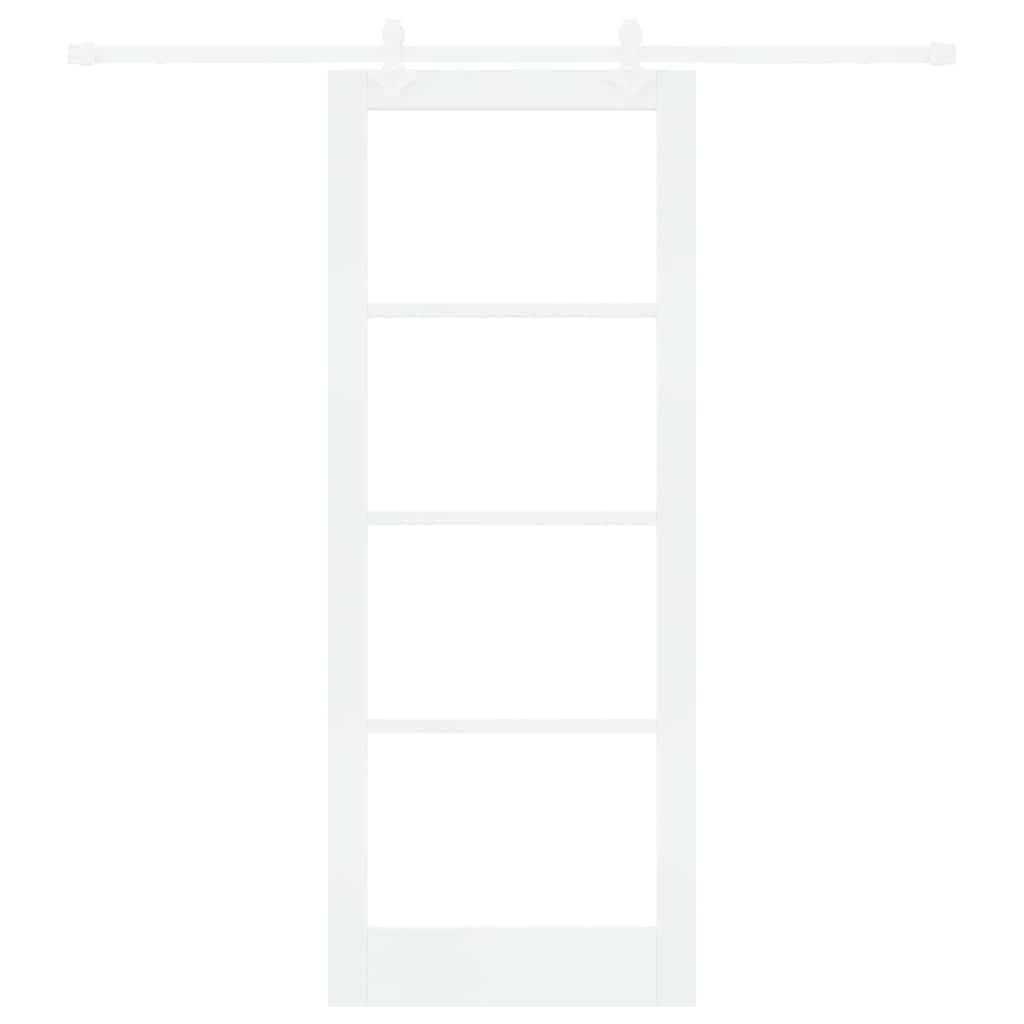 Skydedør 83 x 211 cm Massivt fyrretræ og glas Hvid