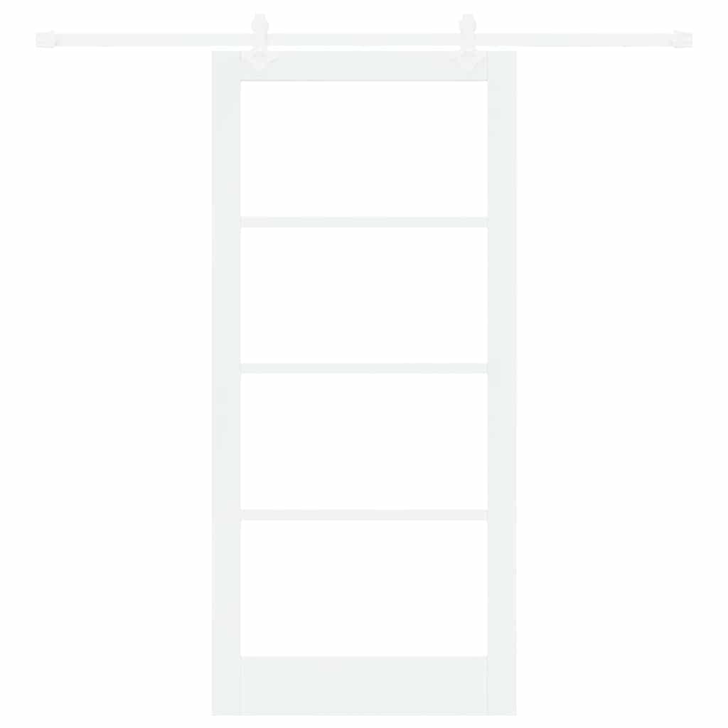Skydedør 93 x 202 cm Massivt fyrretræ og glas Hvid