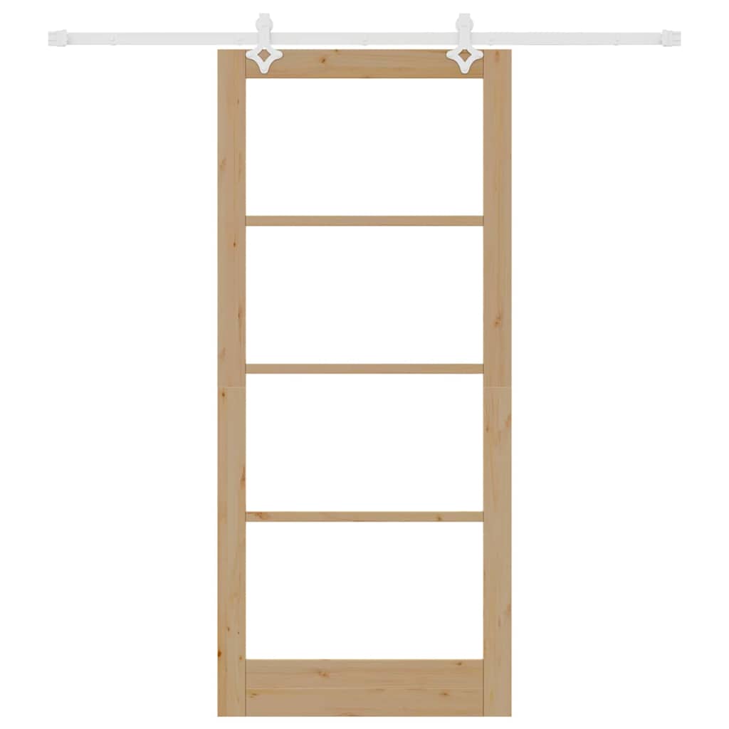 Skydedør 93 x 211 cm Massivt fyrretræ og glas Naturfarvet